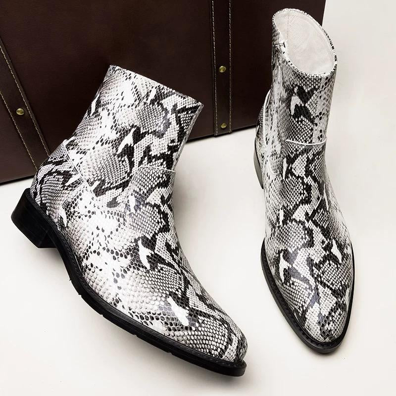 Men's Python Print Chelsea Boots