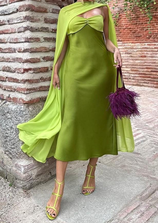 Designer Satin Green Holder Dress