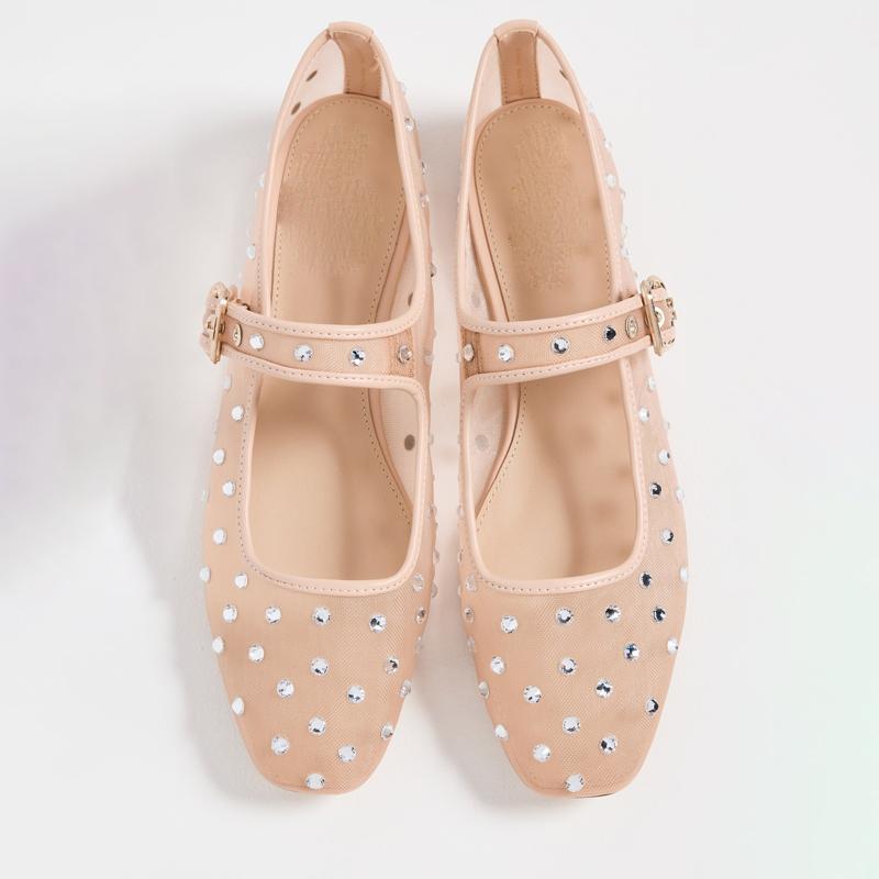 Rhinestone Sparkle Mesh Ballet Flats