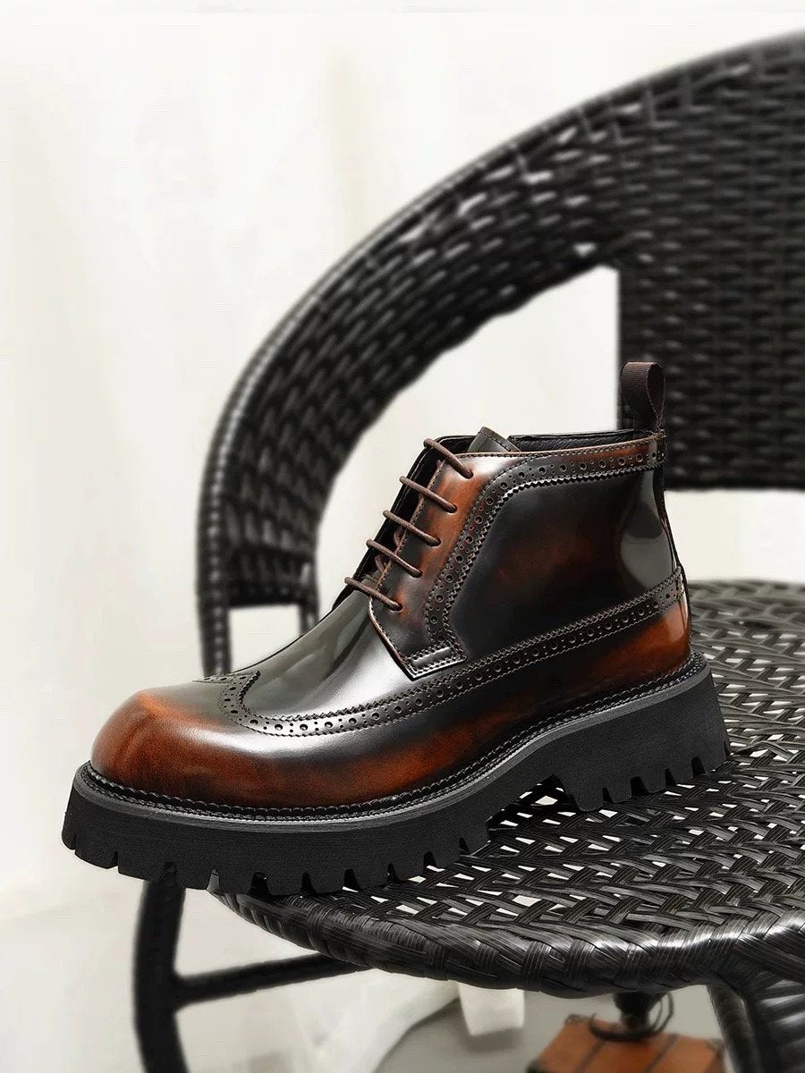 Patent Leather Brogues Martin Boots