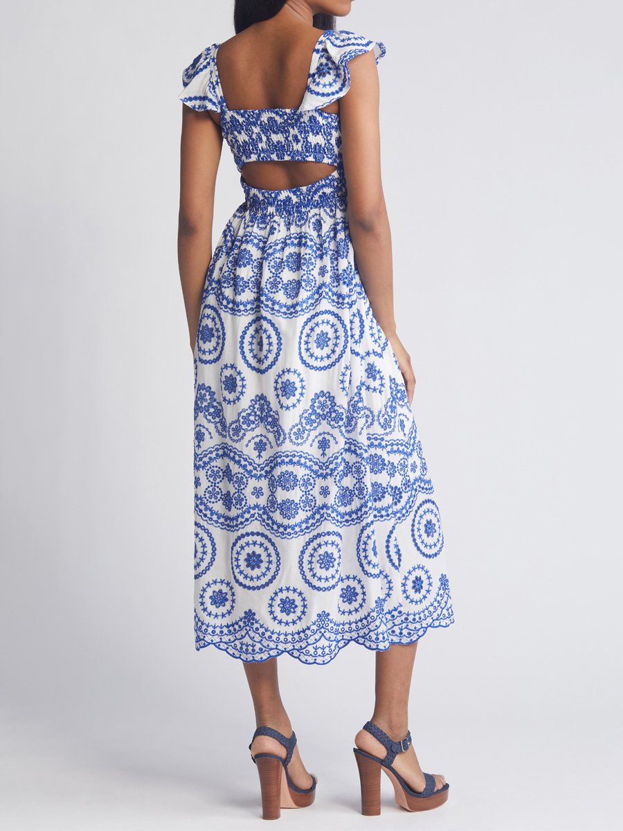 Cutout Embroidered Sling Dress