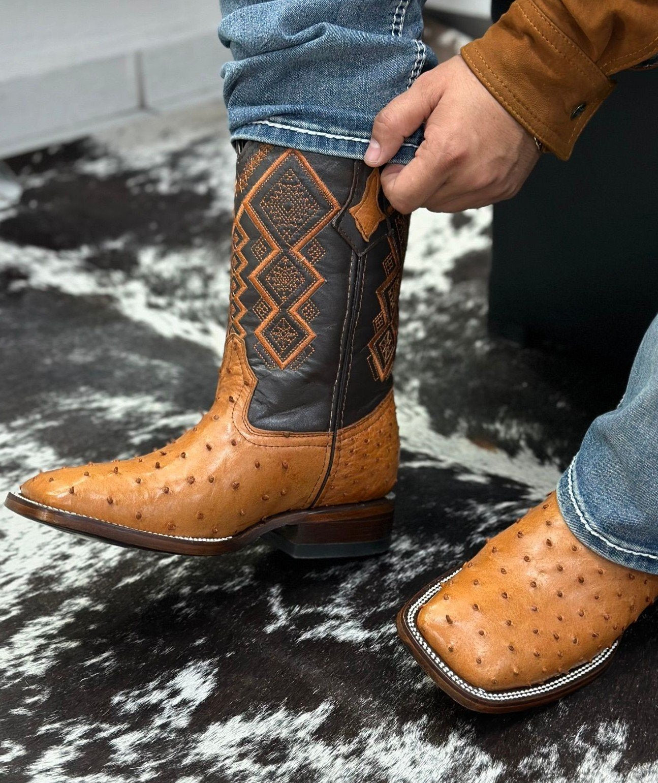 Square Toe Printed Western Cowboy Boots