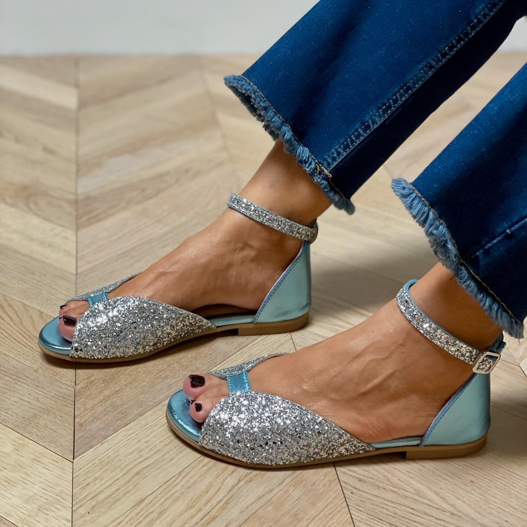 Women's Elegant Sequin Blue Flats