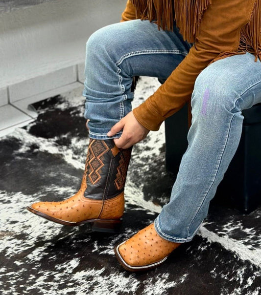 Square Toe Printed Western Cowboy Boots