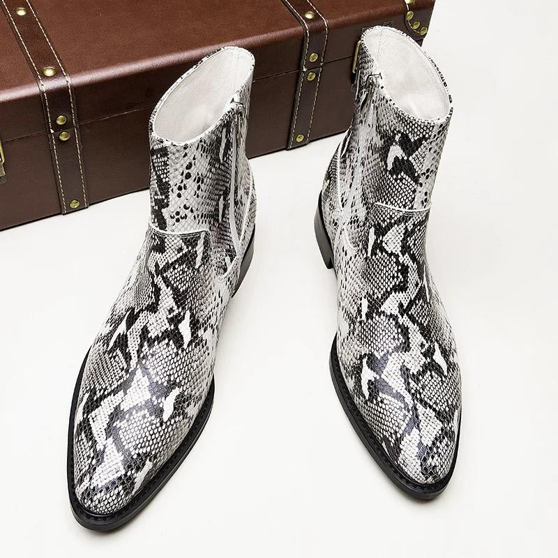 Men's Python Print Chelsea Boots