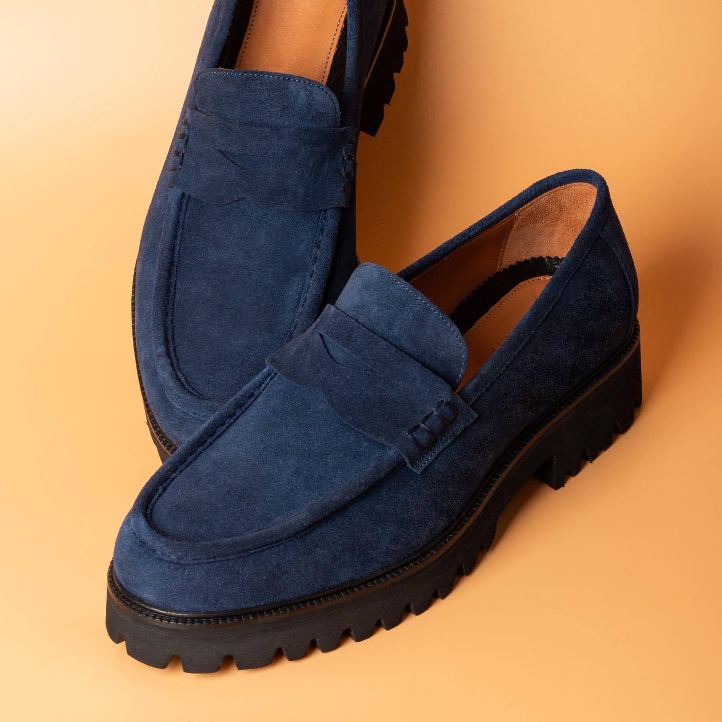 Soft Leather Loafers In Blue