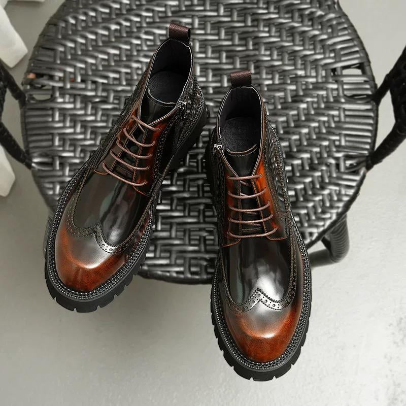 Patent Leather Brogues Martin Boots