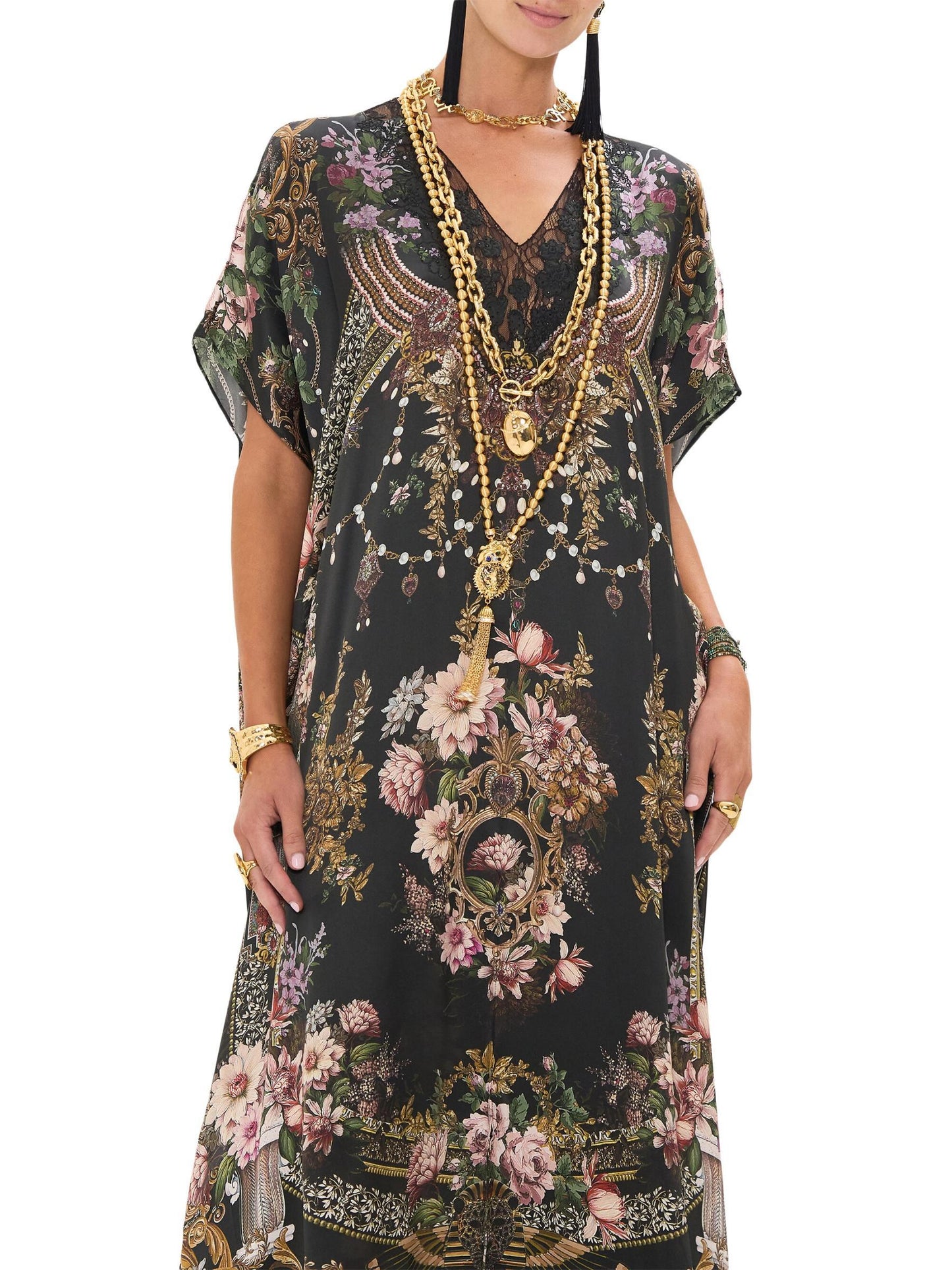 Chiffon Printed Coffee Maxi Dress