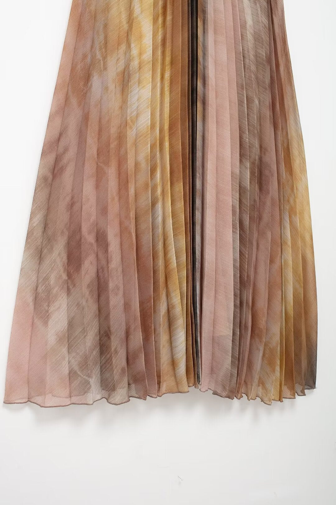 Tie-dye Halter Neck Pleated Backless Dress