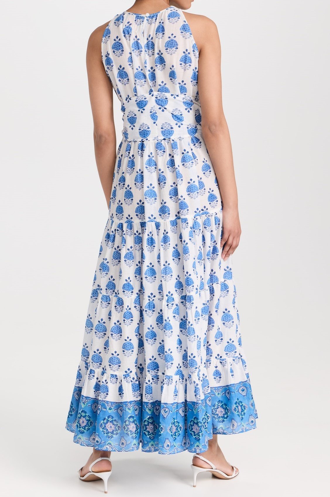 Sleeveless Blue Cute Printed Dress