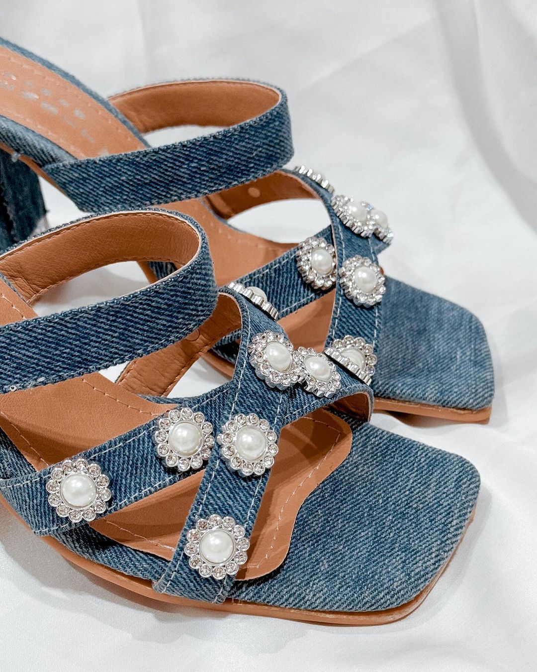 Cowboy Pearl Embellished Heeled Sandals