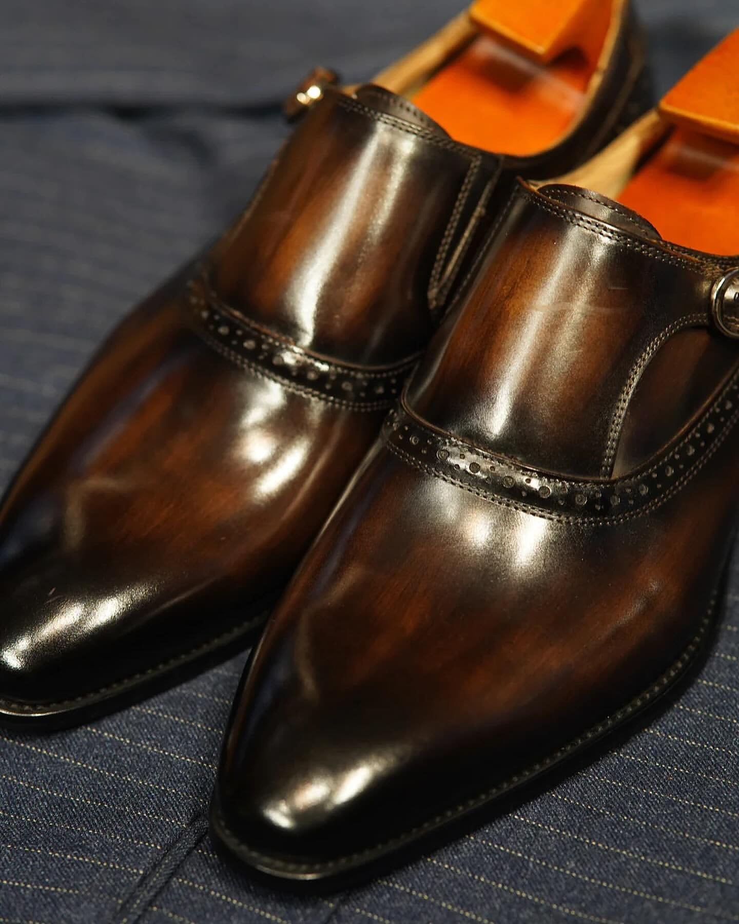 Hand-rubbed Leather Monk Shoes