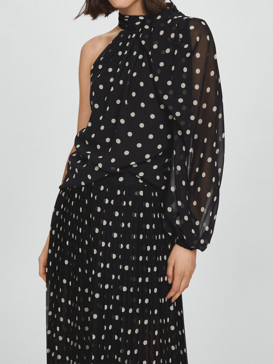 Asymmetrical Polka Dot Two Pieces Set