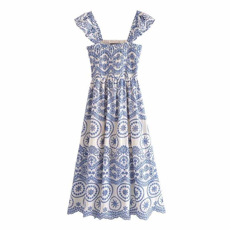 Cutout Embroidered Sling Dress