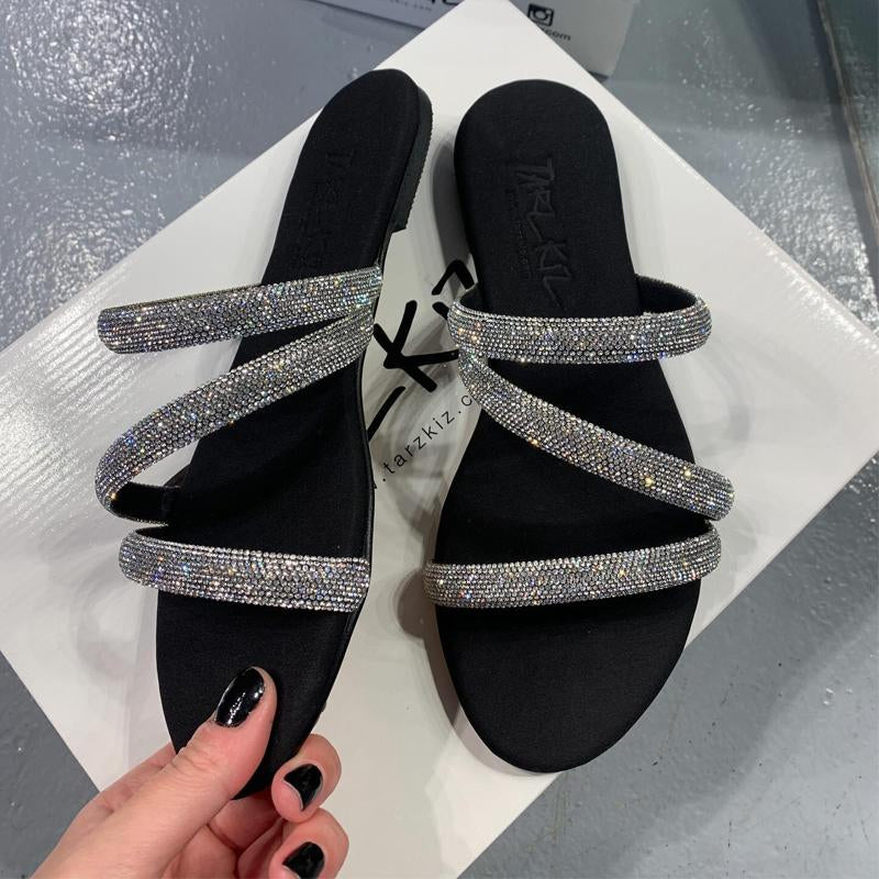 Rhinestone Beach Flat Sandals