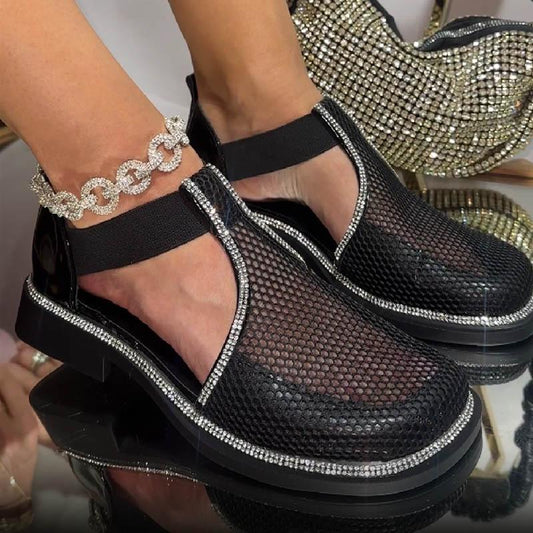 Shiny Breathable Mesh Hollow Sandals