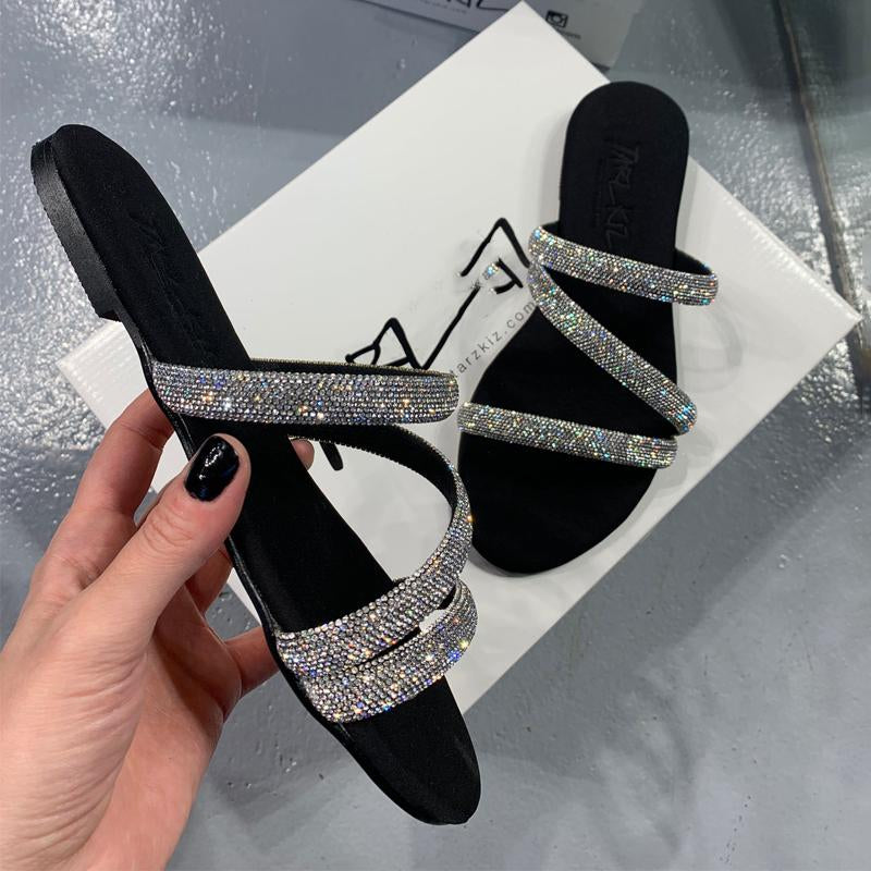 Rhinestone Beach Flat Sandals