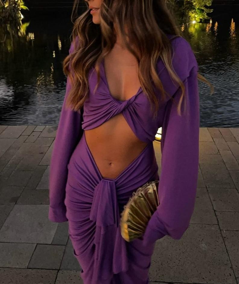 Purple Sexy Slim Maxi Dress