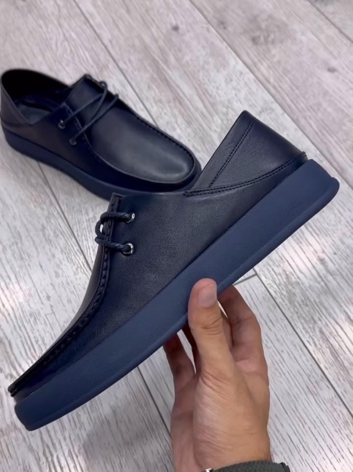 Navy Blue Casual Lace-Up Shoes