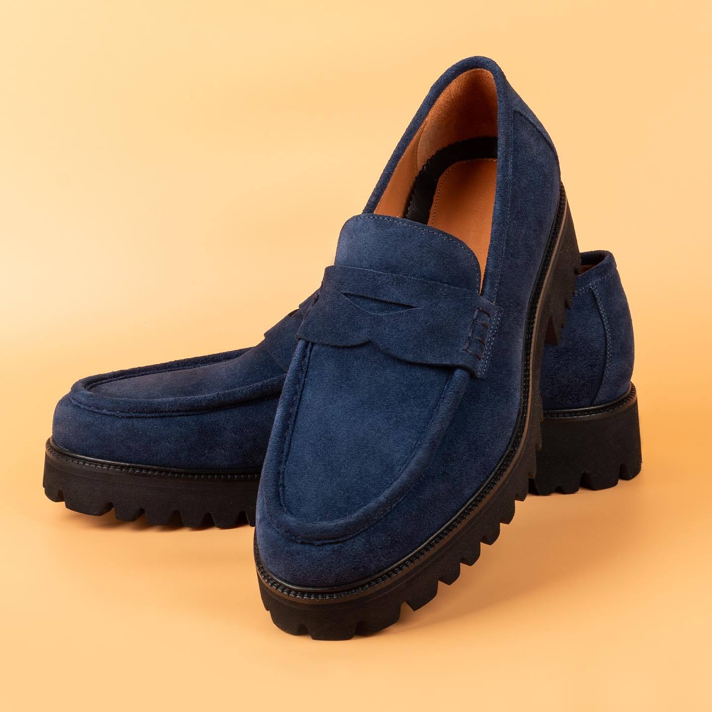 Soft Leather Loafers In Blue