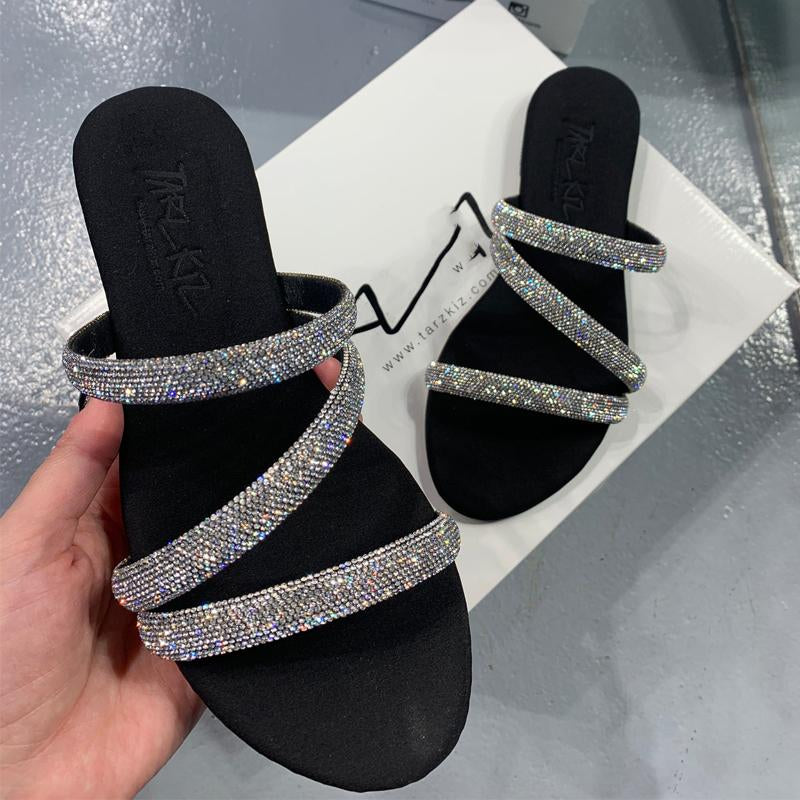 Rhinestone Beach Flat Sandals