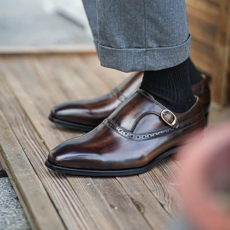 Hand-rubbed Leather Monk Shoes