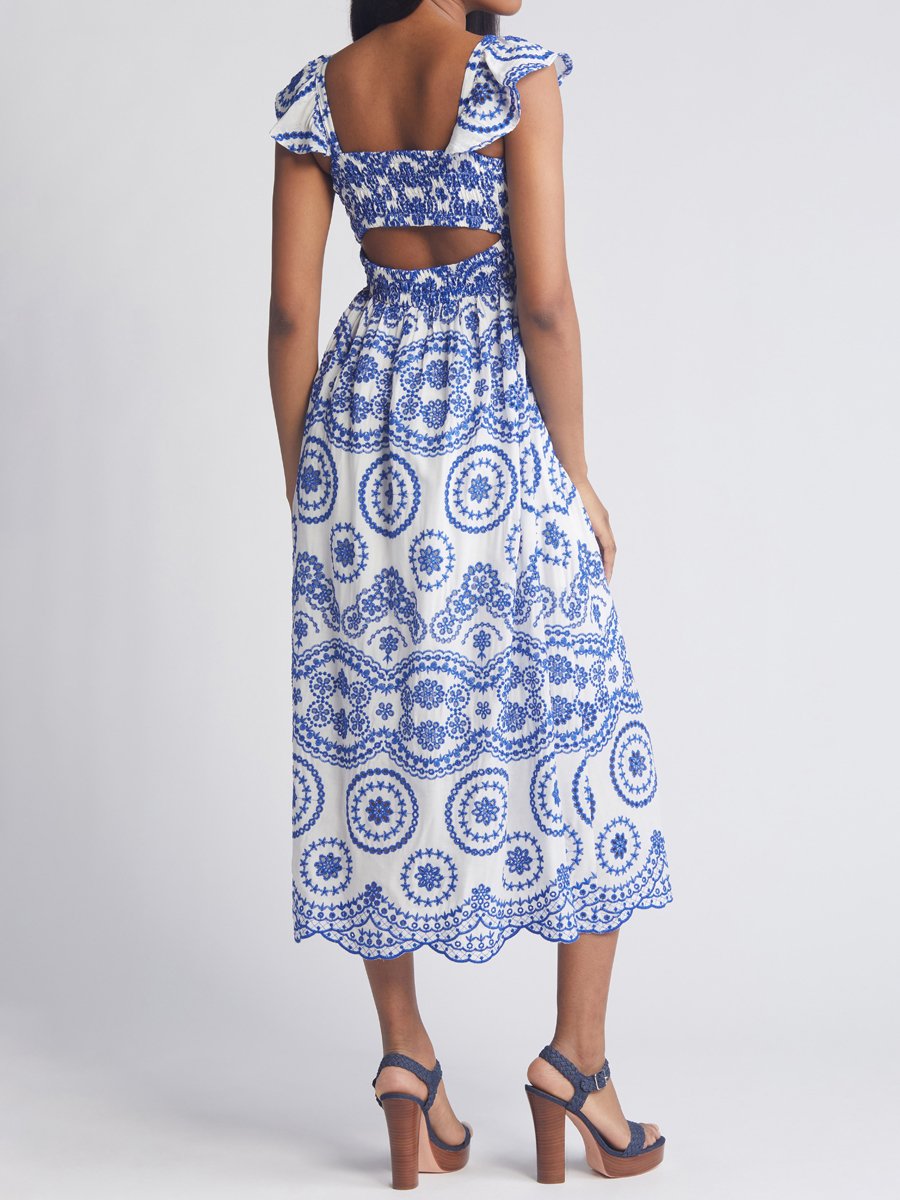 Cutout Embroidered Sling Dress