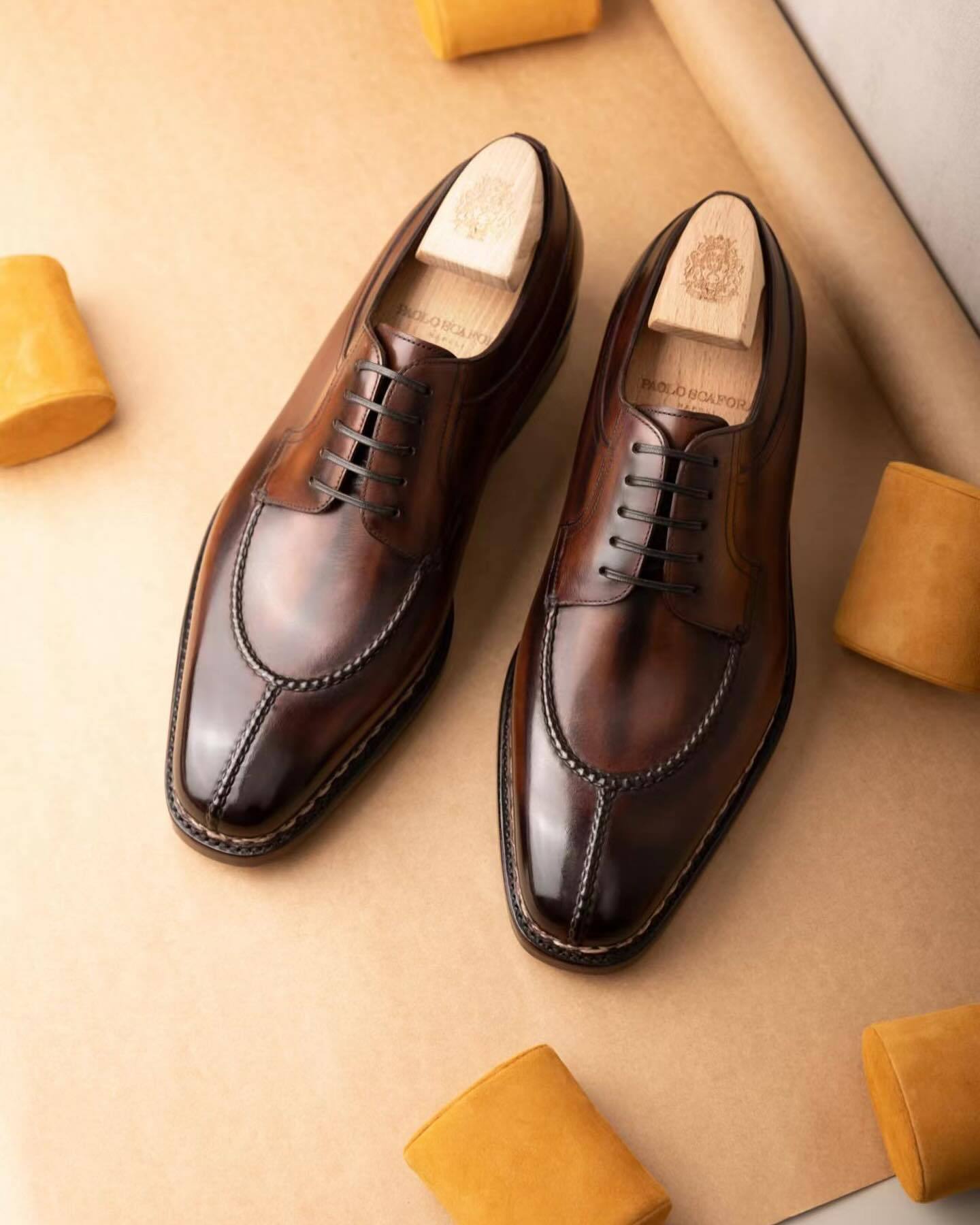 Men's Reddish Brown Polished Leather Shoes