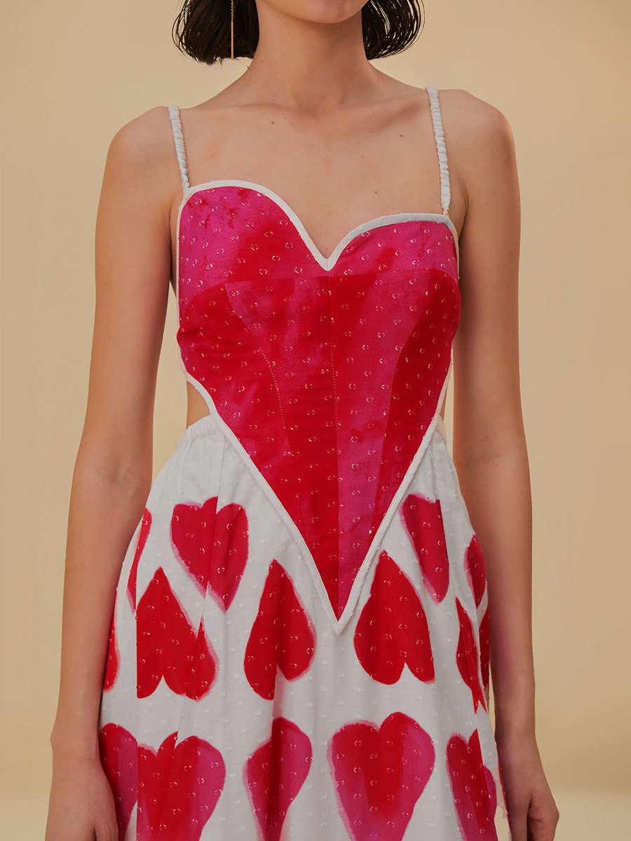 Painted Hearts Straps Maxi Dress