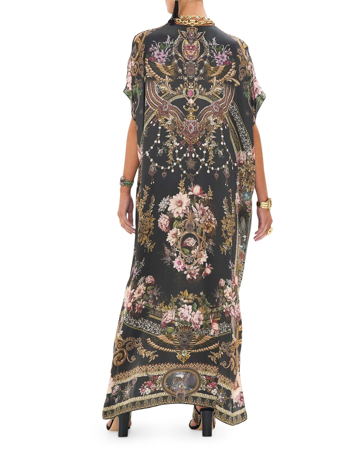 Chiffon Printed Coffee Maxi Dress