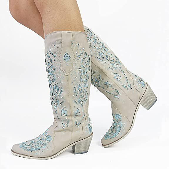 Retro Pointed Toe Embroidered Ethnic Boots