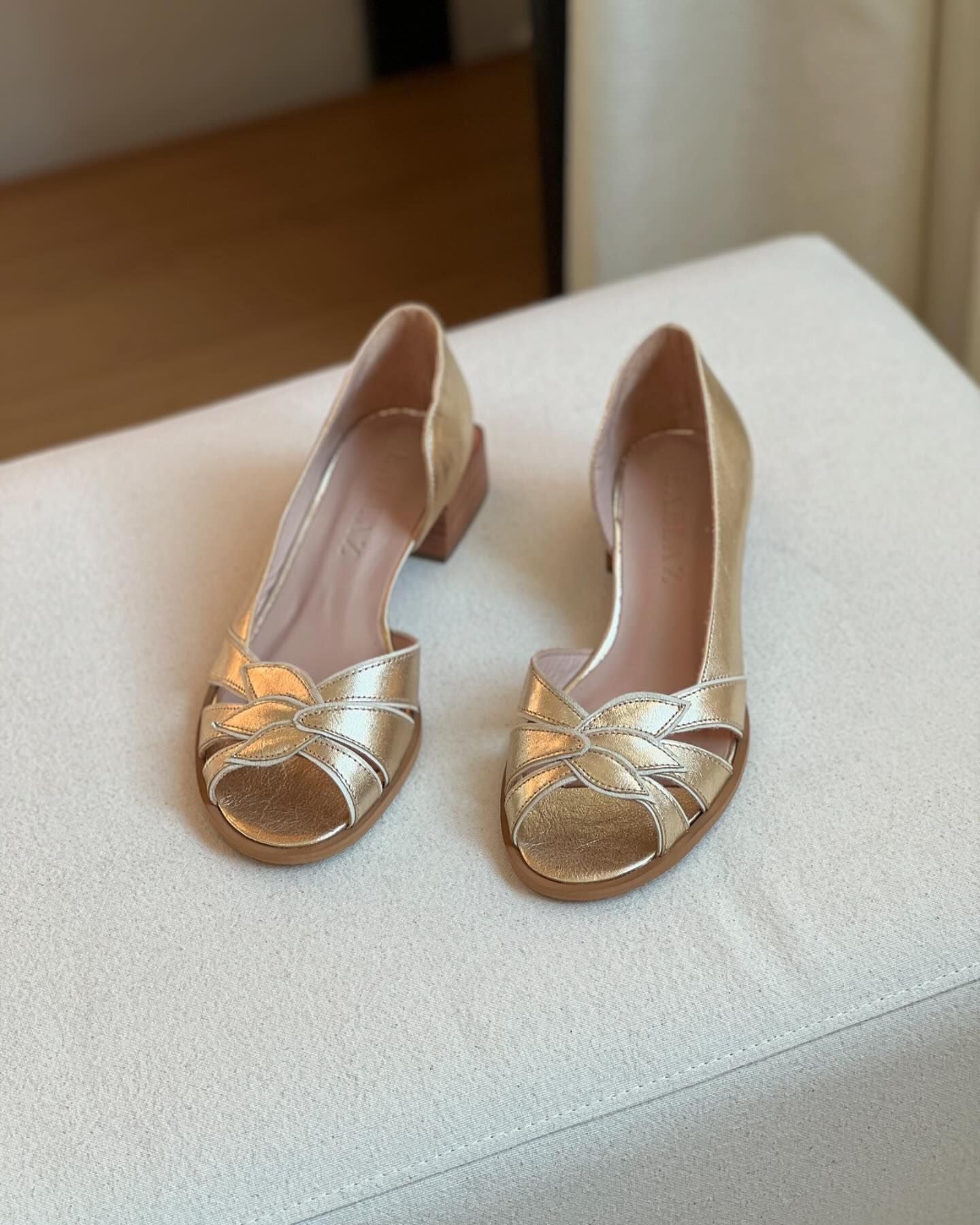 Light Gold Petal Shape Sandals