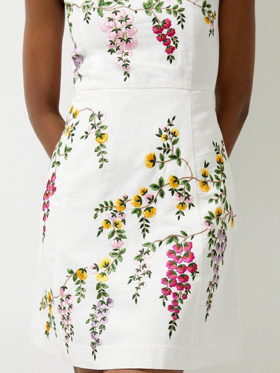 Floral Embroidered Sleeveless Mini Dress