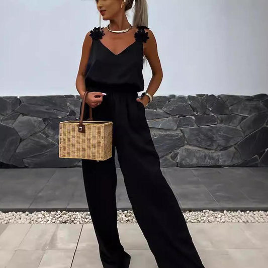 Sleeveless Pocket Jumpsuit Casual Jumpsuit Suit