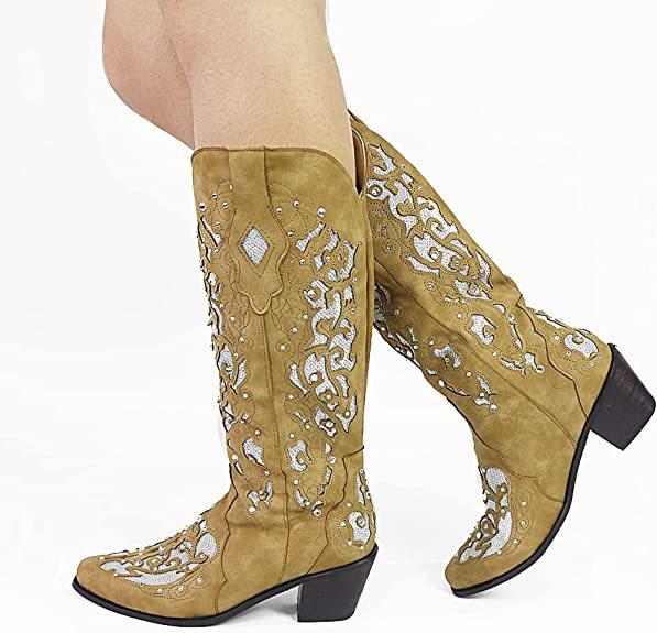 Retro Pointed Toe Embroidered Ethnic Boots