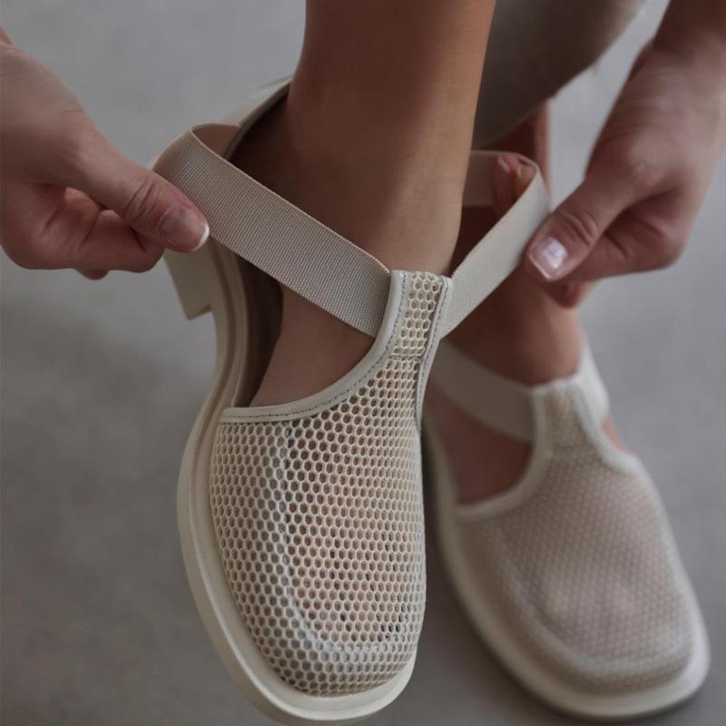 Mesh Detail Stretch Sandals