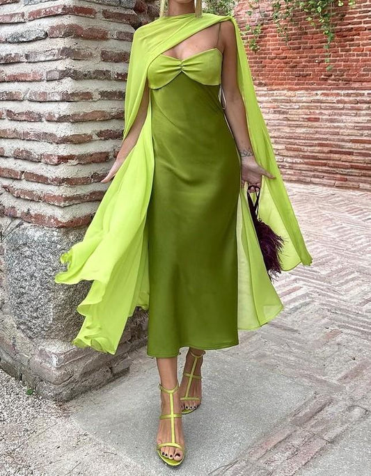 Designer Satin Green Holder Dress