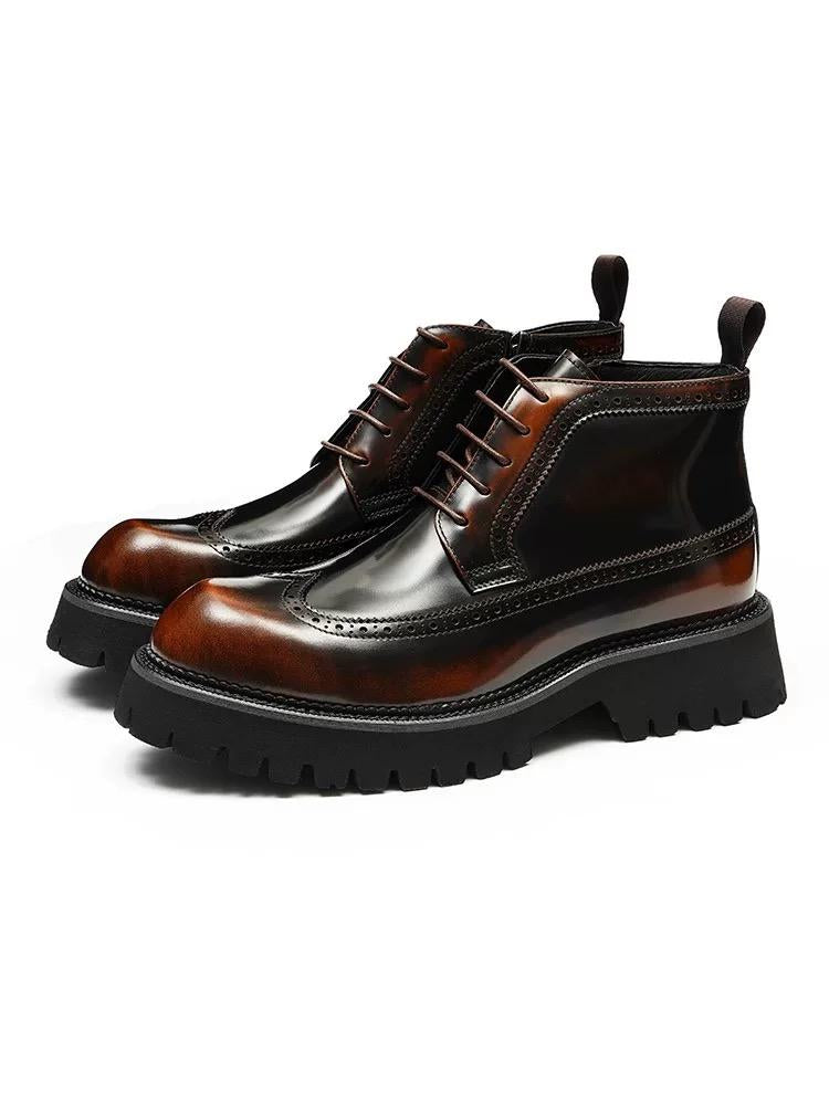 Patent Leather Brogues Martin Boots