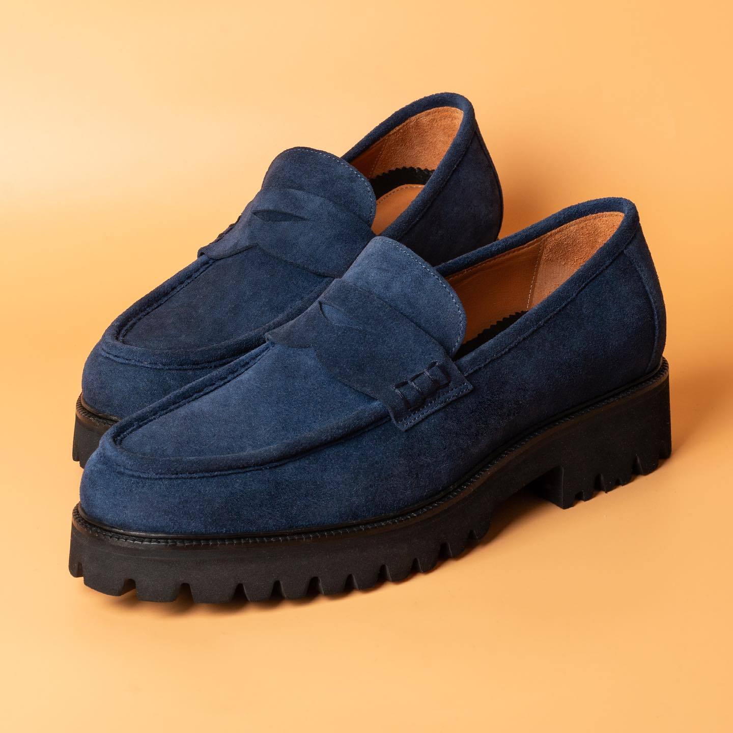 Soft Leather Loafers In Blue