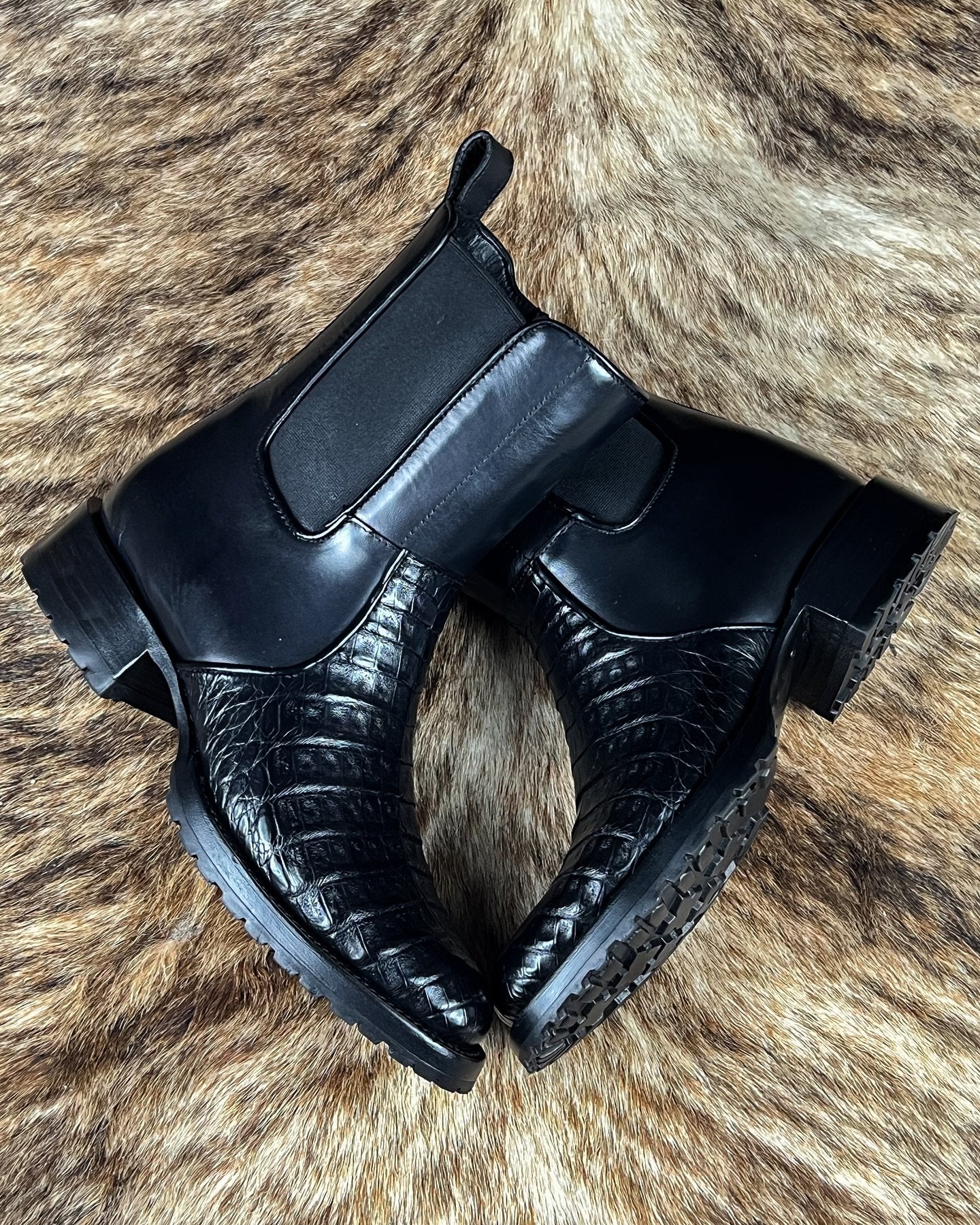 Men's Crocodile Print Chelsea Boots