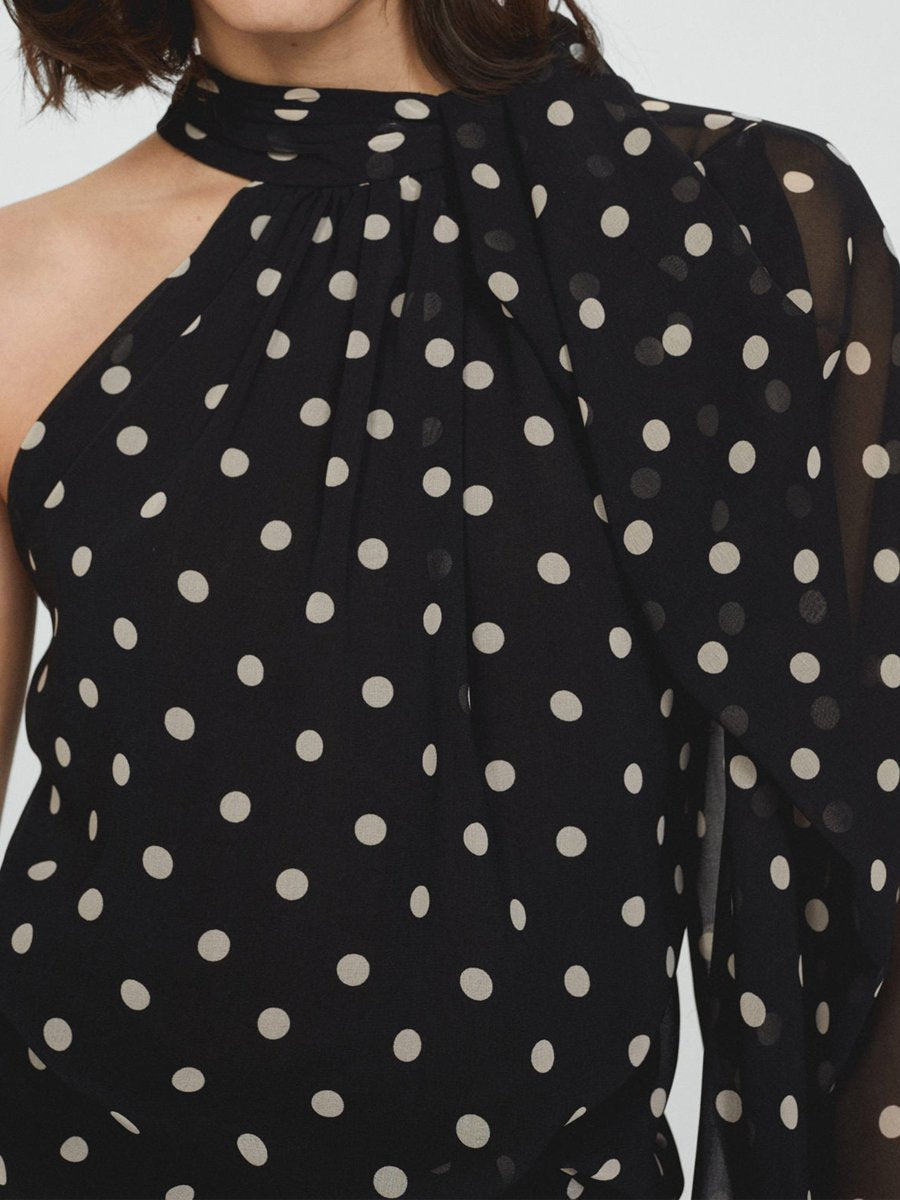 Asymmetrical Polka Dot Two Pieces Set