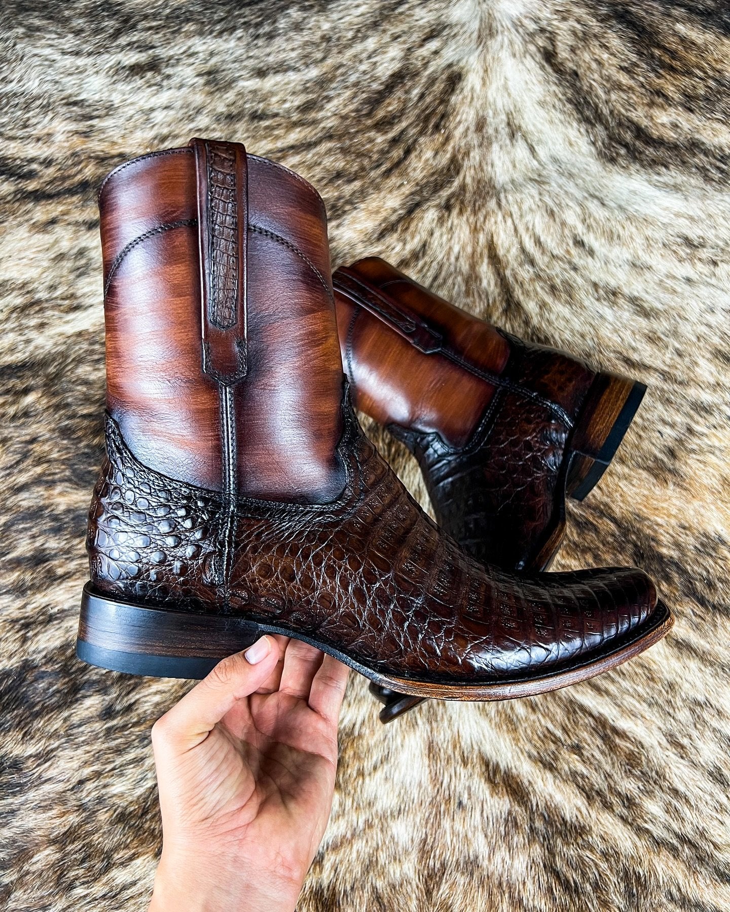 Hard Leather Cowboy Boots