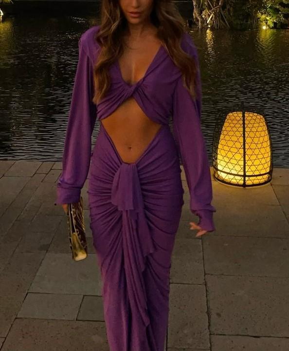 Purple Sexy Slim Maxi Dress