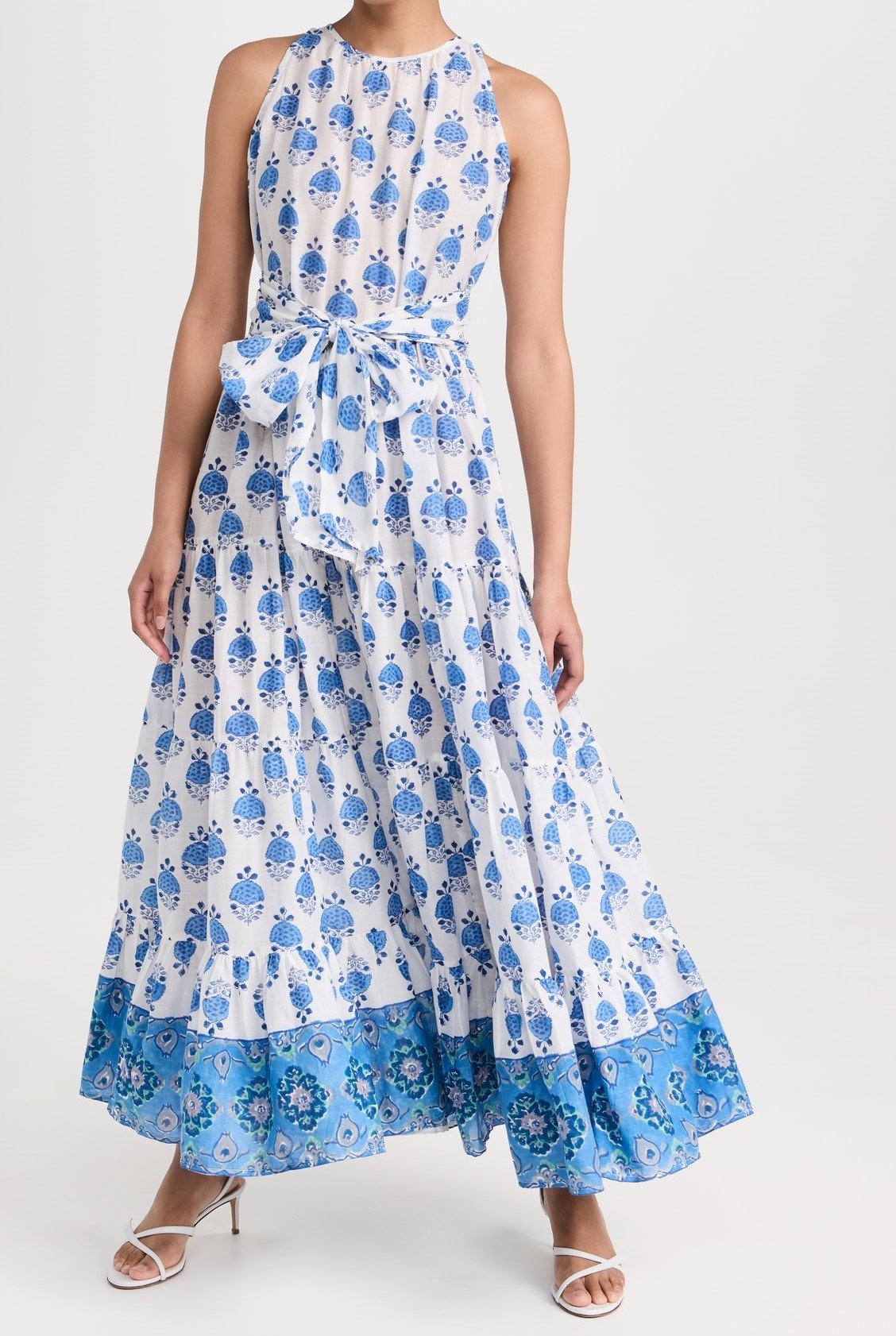 Sleeveless Blue Cute Printed Dress