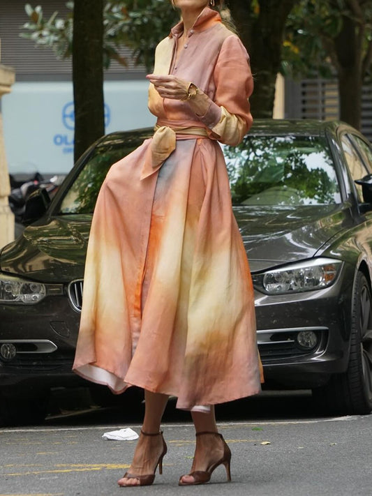 Tie Dye Long Sleeve Shirt Dress