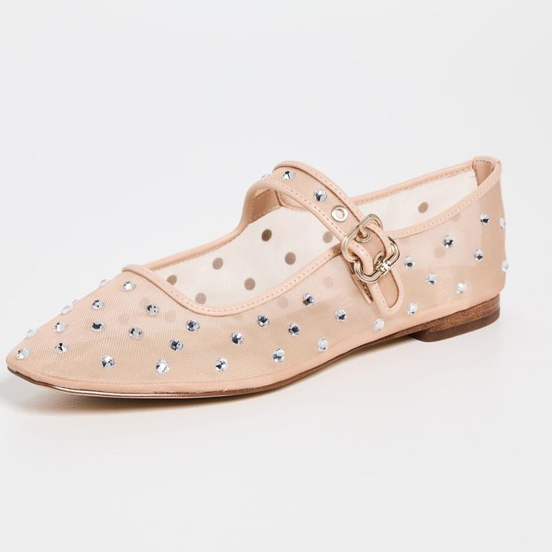 Rhinestone Sparkle Mesh Ballet Flats