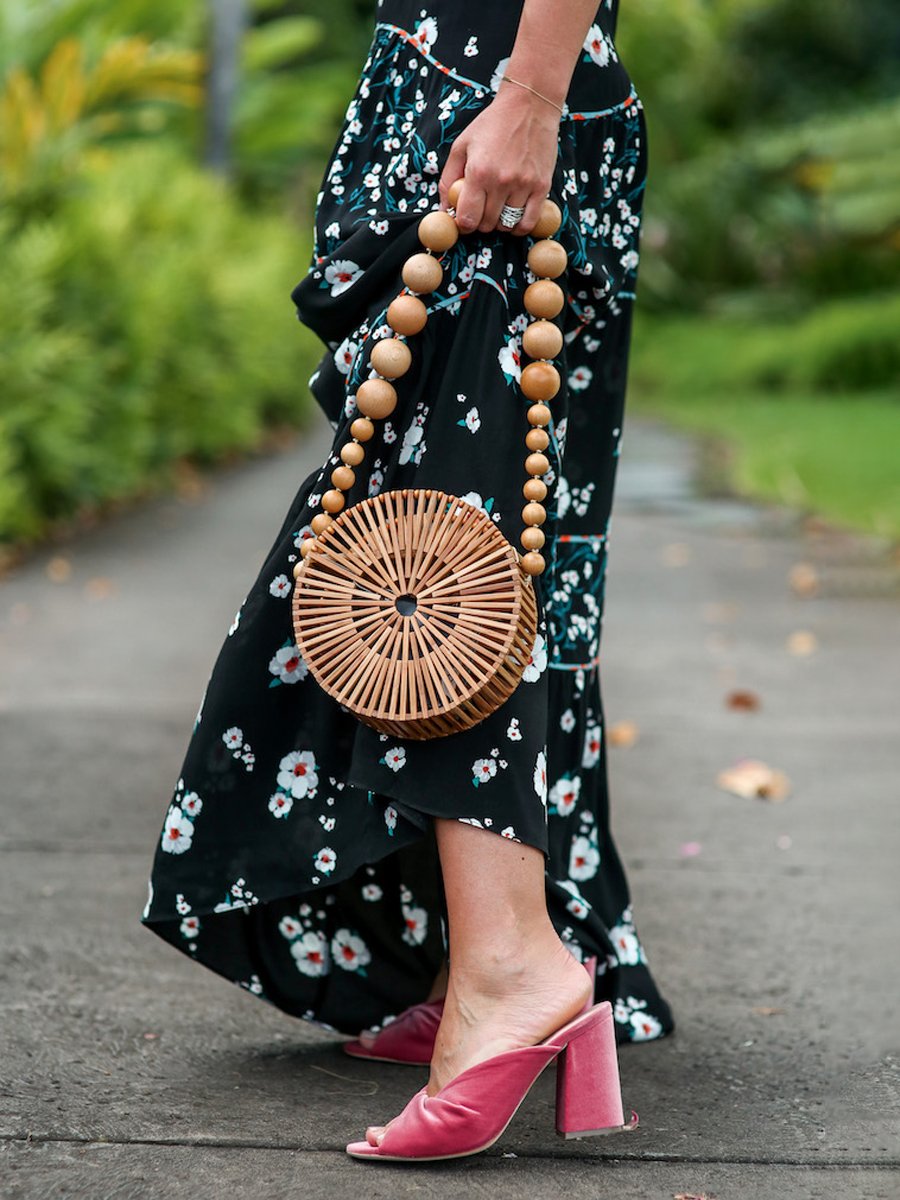 Floral Printed Short Sleeve Cutout Dress