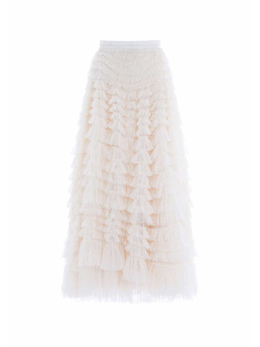 High Waist Mesh Ruffled Cake Skirt