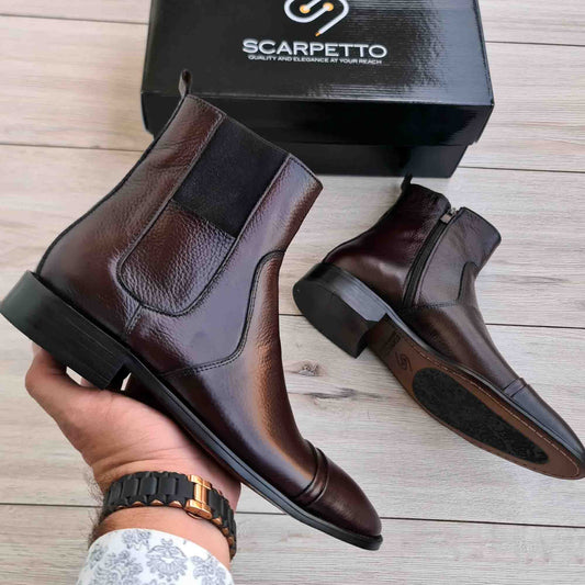 Brown Pointed Toe Chelsea Boots