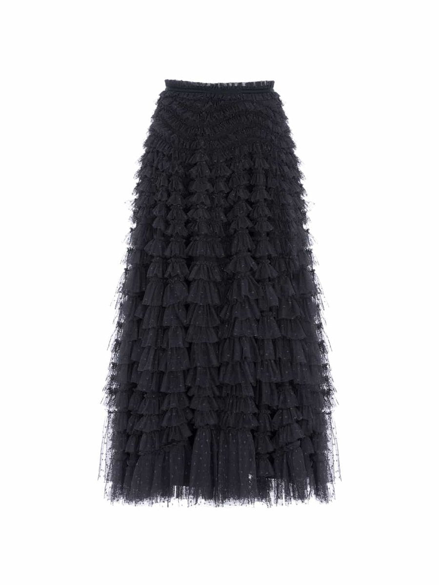 High Waist Mesh Ruffled Cake Skirt